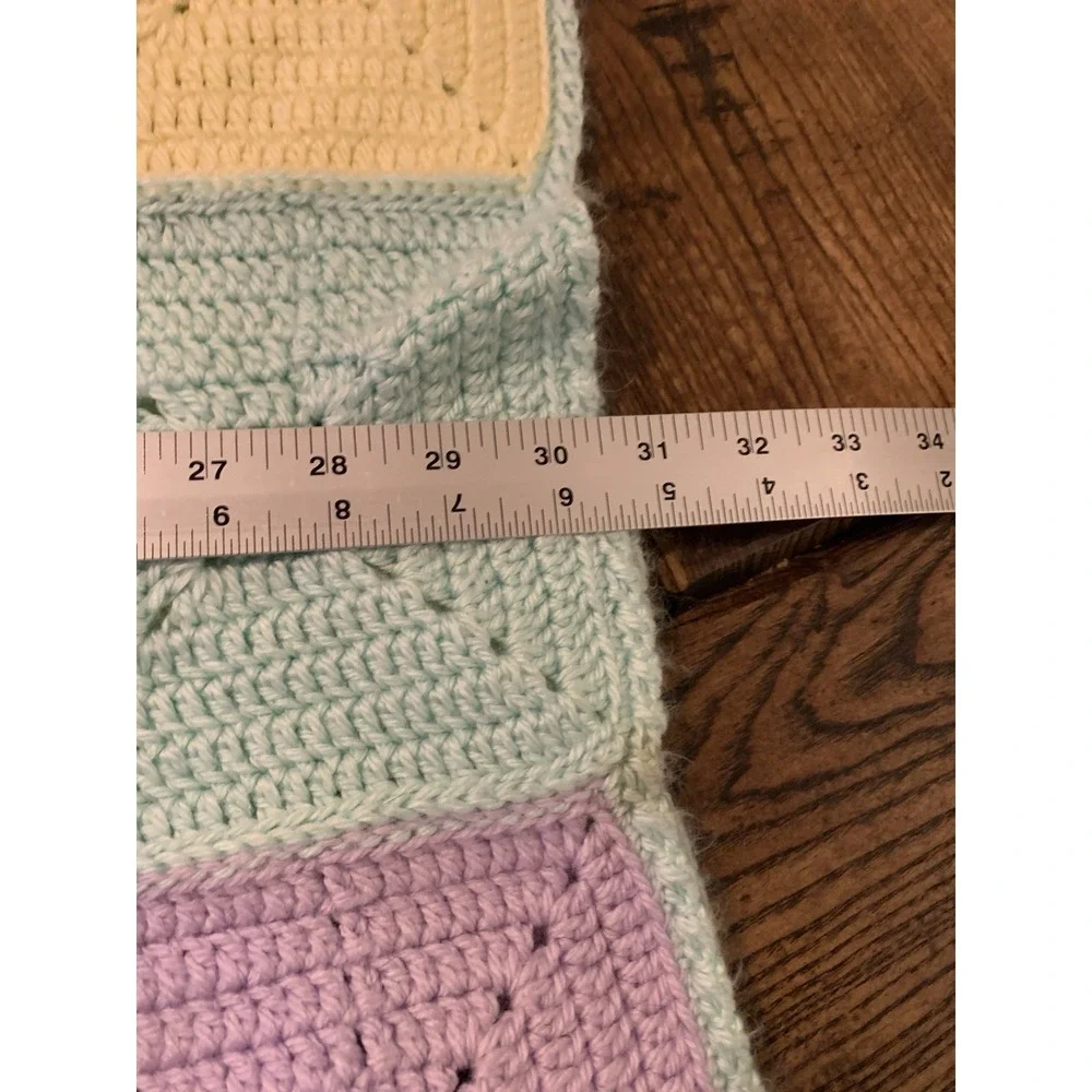 Vintage Granny Square Baby Blanket Throw Pastel 61